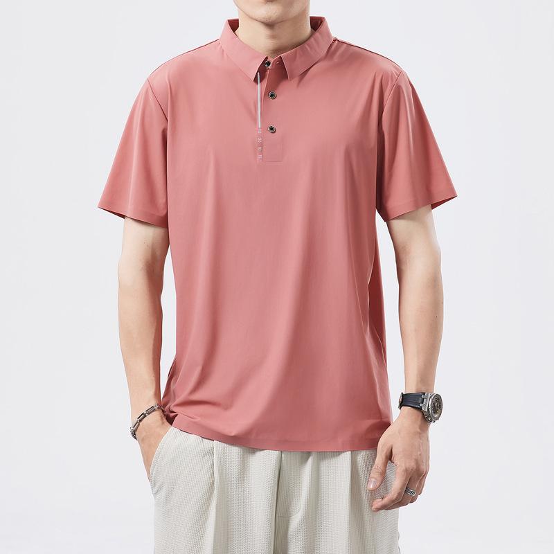 

Футболка с коротким рукавом для мужчин, прохладная рубашка-поло из ледяного шелка, быстросохнущий свободный топ, модный и универсальный 7XL