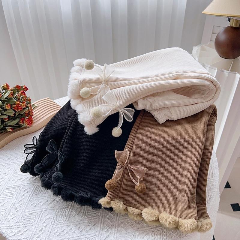 Baby Girls' Corduroy Pants Fashion Bow Casual Trousers Versatile Straight Tube Micro Pull Pants Kids Clothes Autumn Winter