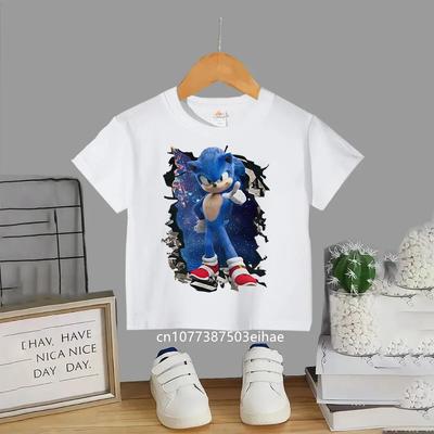 The New Cartoon Anime Sonic Summer Childrens Roundneck Tshirt Casual and Fashionable Comfortable and Breathable