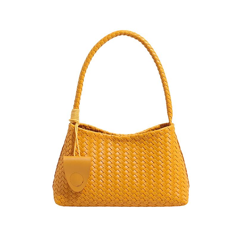 Woven Texture Shoulder Bag with Braided Handle and Soft Structure Elegant Style for Daily Wear