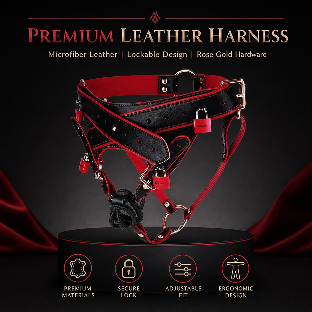 SHAZ Premium Microfiber Male Chastity Cage Harness Belt Urethral Lock Device Back Ring Support Strap On Dildo Sex Toy for Men