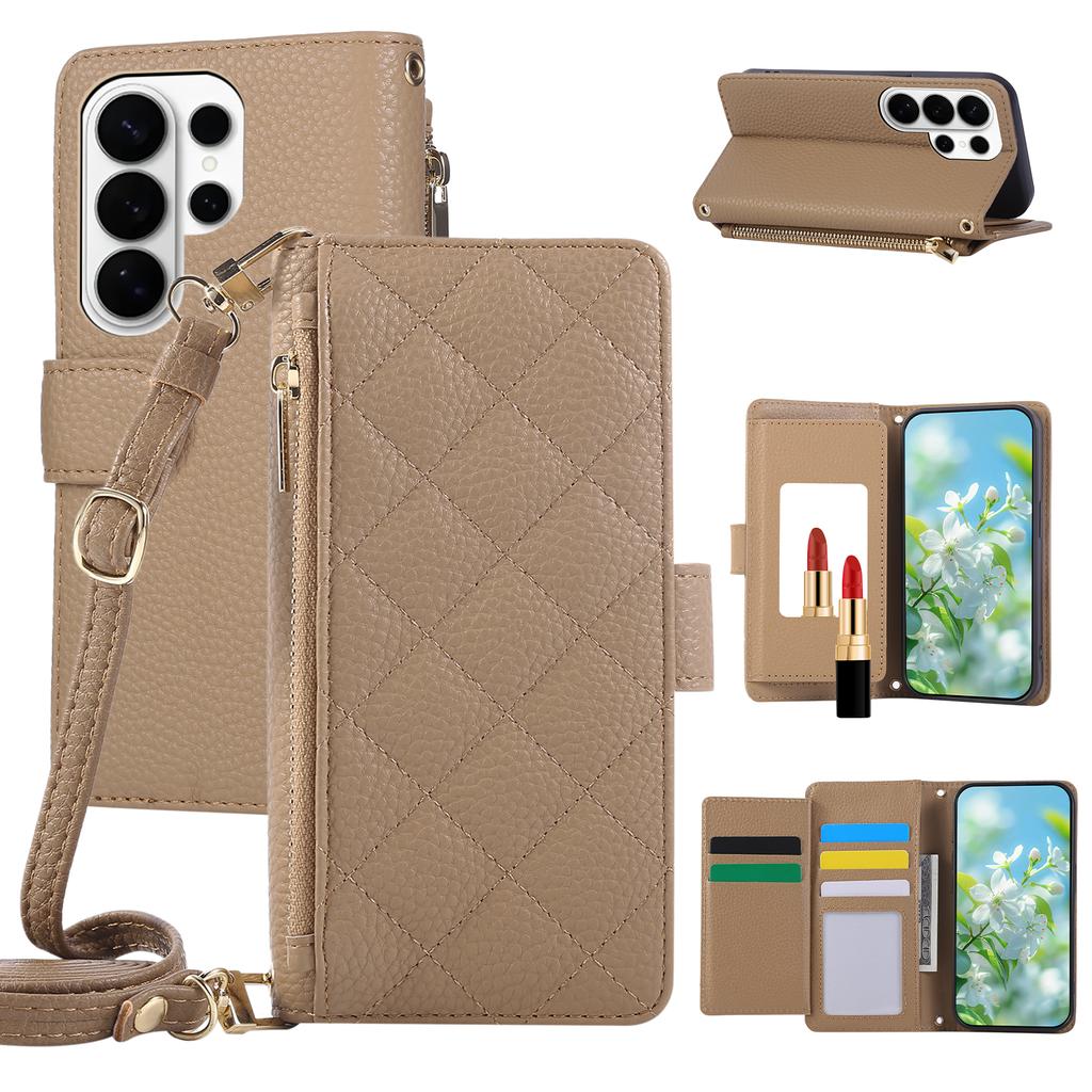 Crossbody Long Lanyard Flip Cards Solt Wallet Leather Bag Case for Samsung S26 Ultra S25 S24 S23 S22 A27 A17 A37 A57 Stand Cover