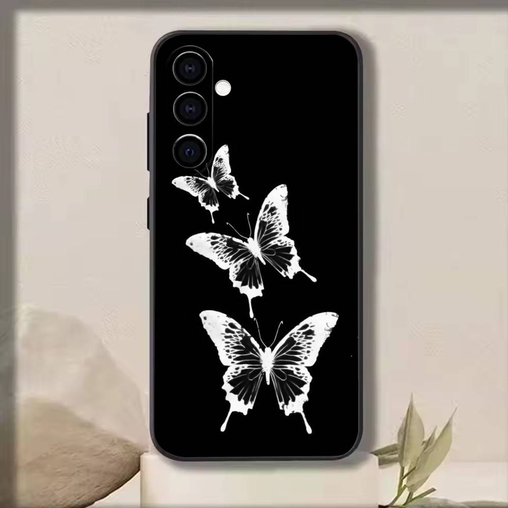 White Butterfly   Phone Case For Samsung Galaxy A73,A72,A71,A70,A53,A52,A51,Others Soft Black Cover