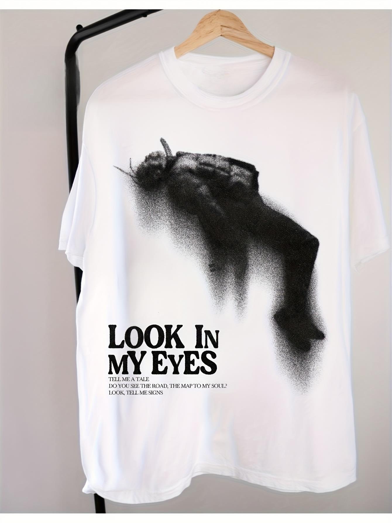 

TS Look In My Eyes Cactus Jack Print Tshirt Black Album Cover Fan Commemorative Shirt Pure Cotton Couple Tshirt 4XL