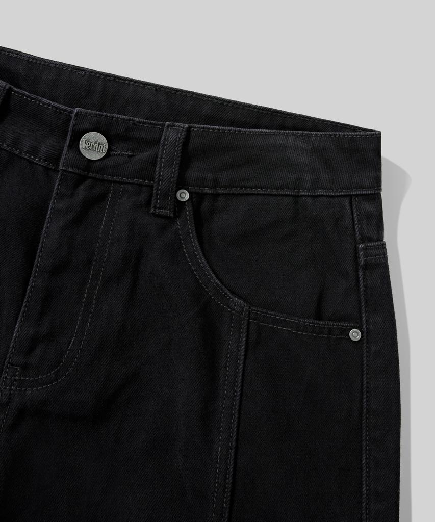 Beodeonteu Garment Dyed Cut-Out Pocket Wide Twill Pants [Black]