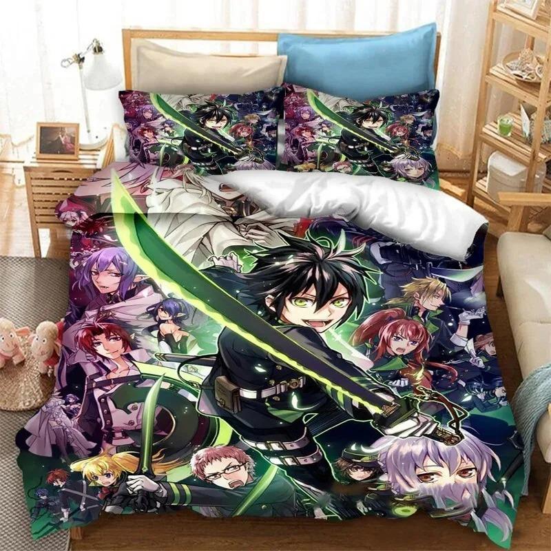 Anime Seraph Of The End Mikaela Hyakuya Bedding Collection Boys Girls Twin Queen Size Duvet Cover Pillowcase Bed Boys Adult