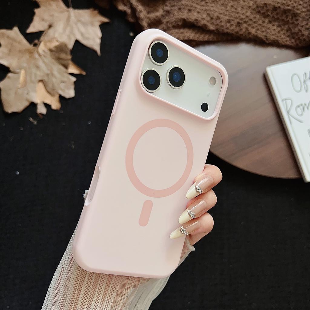 For iPhone 17 Pro Magnetic Case Silicone + PC Protective Phone Back Cover Compatible with MagSafe