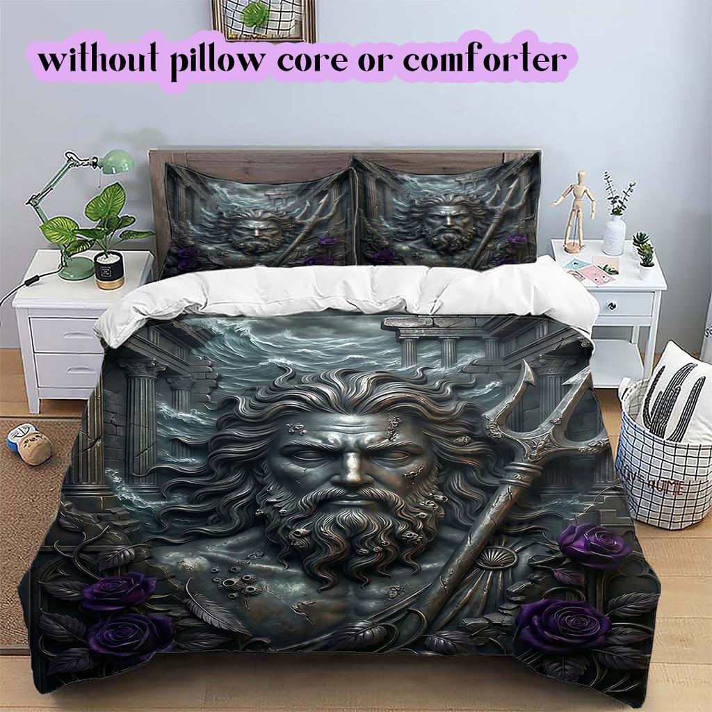 Metal reliefs Pattern Bedding Quilt Set Quilt Cover Pillowcase Home Decoration Birthday Gift (1 * duvet cover + 2 * pillowcase, without core)