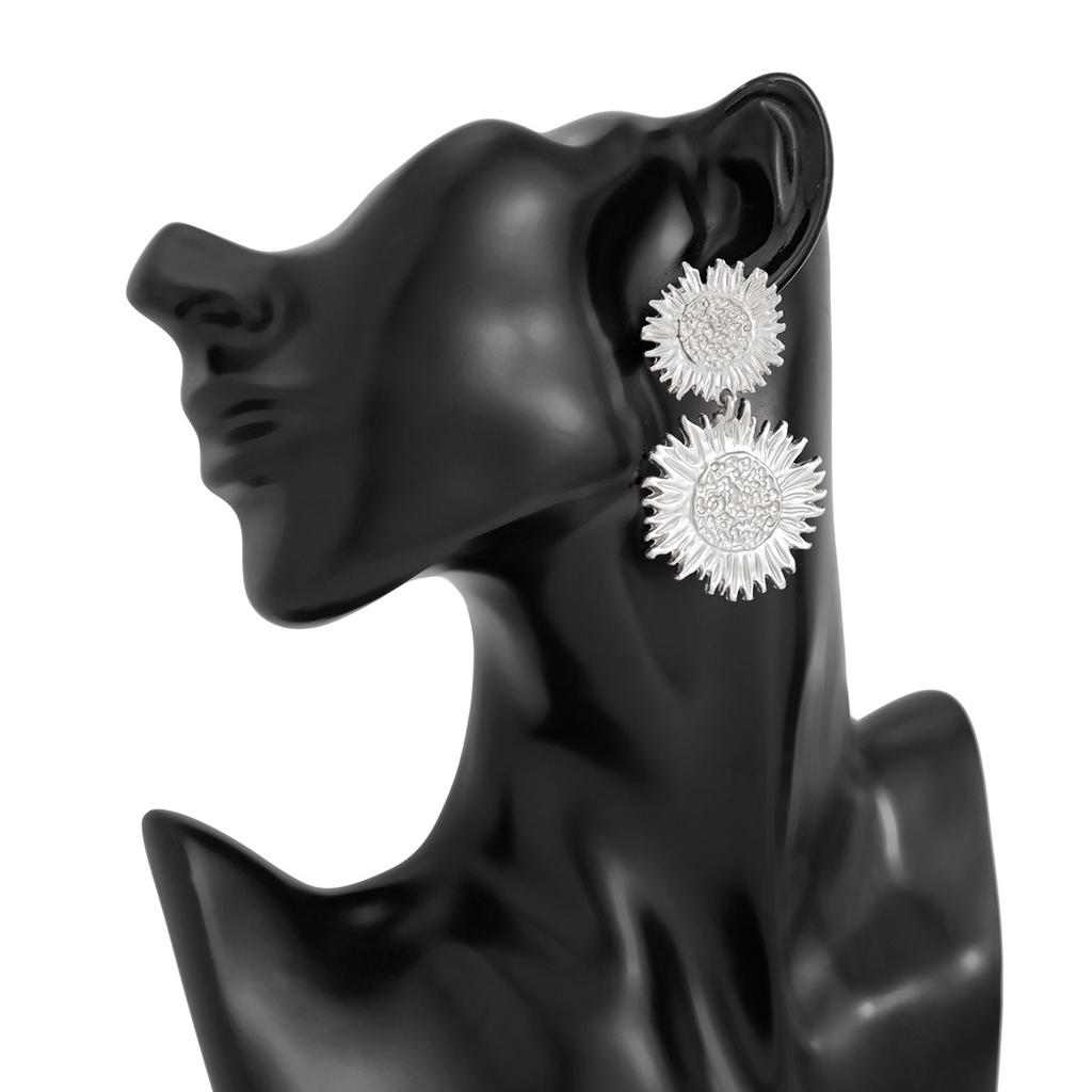 Vintage Sunflower Alloy Earrings Drop for Women Exaggerate Daily Party Banquet Earrings Y2K Jewelry Accessories 2025 New