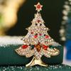 Hot Sale Cartoon Brooch Creative Design Diamond Festival Tree Ping An Fruit Cane Holiday Christmas Brooch