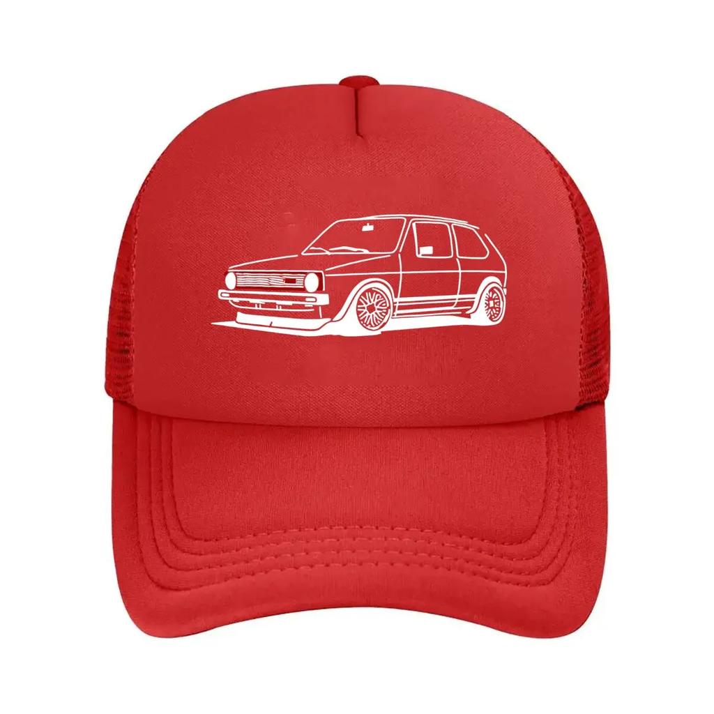 Car Outline Minimalist, Automotive - Themed Graphic Design Mesh Baseball Cap
