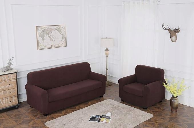 Elastic Two-piece Sofa Cover for the Tianshu Sofa, Stylish Brown