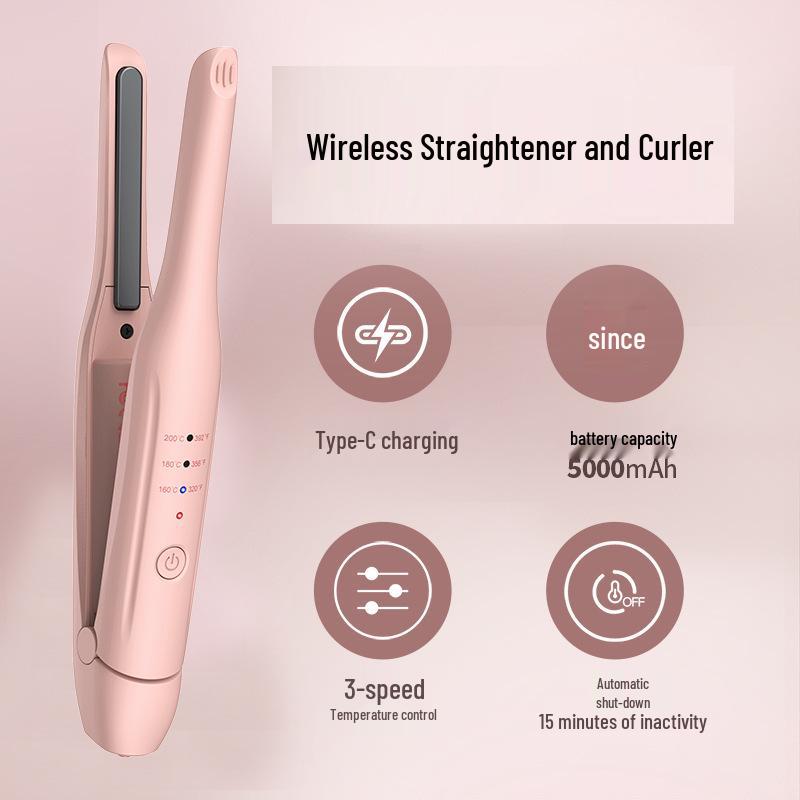 Portable Dual-Use Wireless Hair Straightener with Japanese and Korean Design