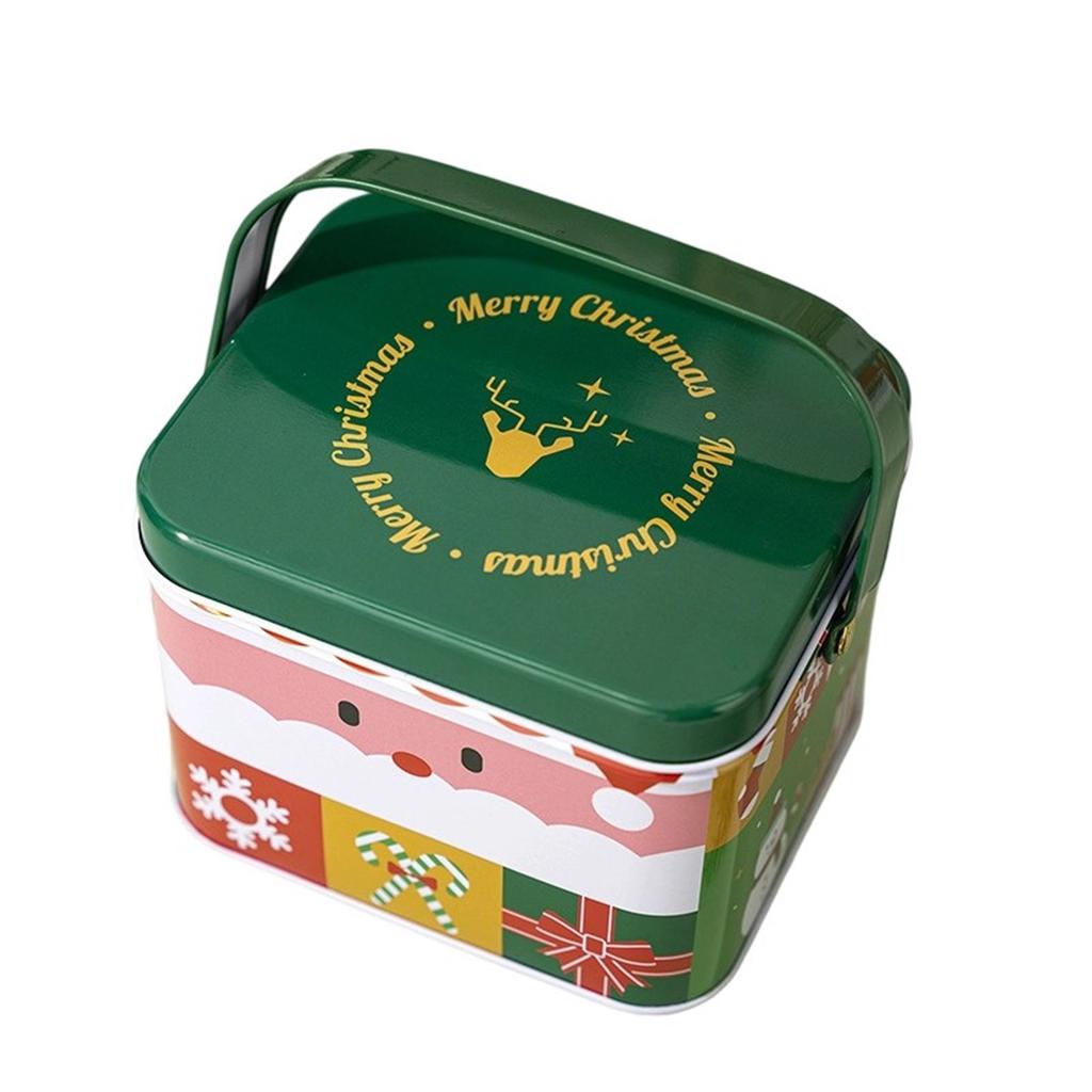 Weihnachts-Blechdose mit Griff Geschenk-Aufbewahrungsglas Dekorative Geschenkbox Bonbonglas Keksdose