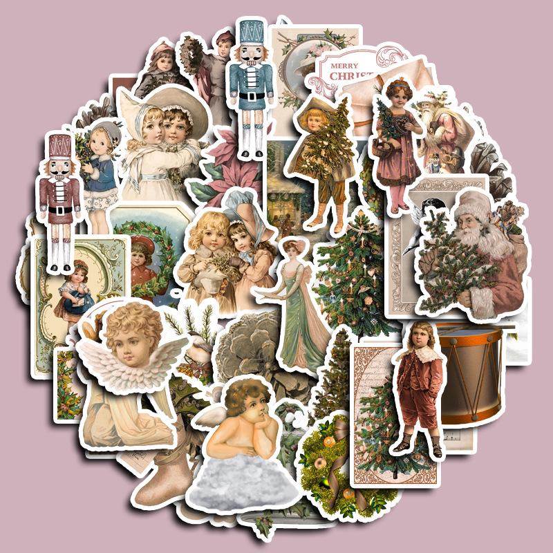 Romantic Christmas 50 Large Waterproof Stickers for Journals, Suitcases, Phones, and Tablets