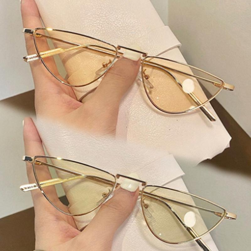 Vintage Korean Cat Eye Small Frame Sunglasses For Women Men Metal Fashion Multicolour Eyeglasses Outdoor UV Protection Shades Sunglasses