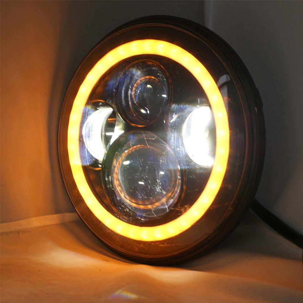 Ranzek Harley LED Headlight, 7 Inch Hi/lo Beam, LED Jeep Wrangler with DRL Function,
