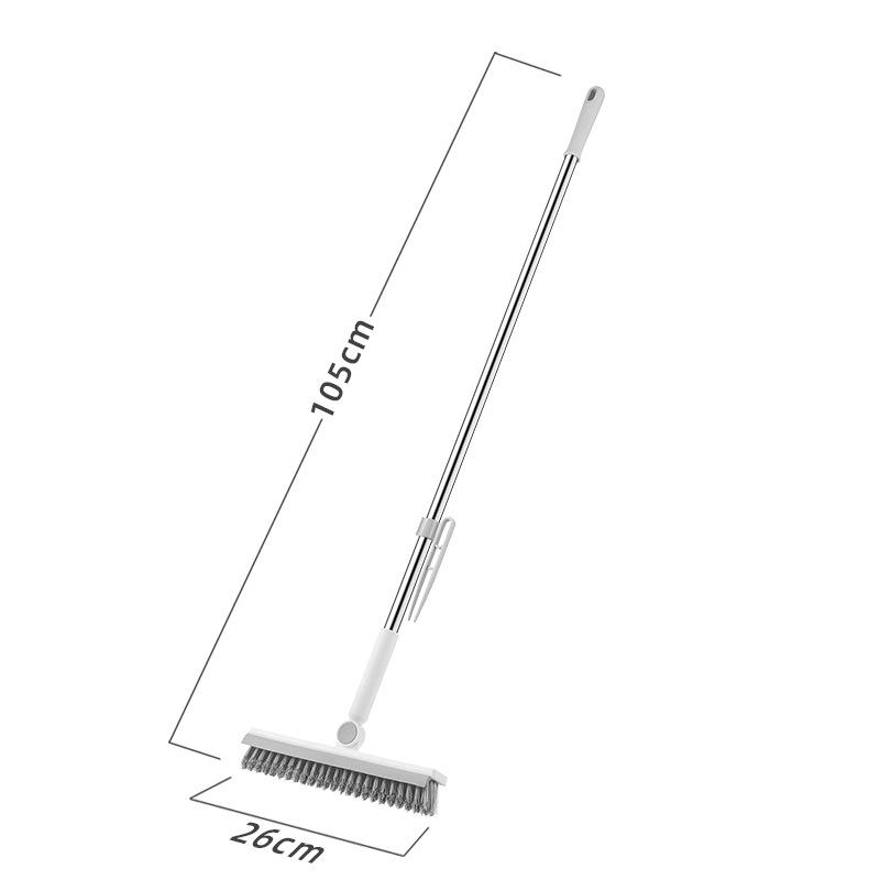3 in 1 Household Bathroom Long Handle Cleaning Brushes Floor Brush with Wiper Strip and Hair Clamp for Bathroom Cleaning M
