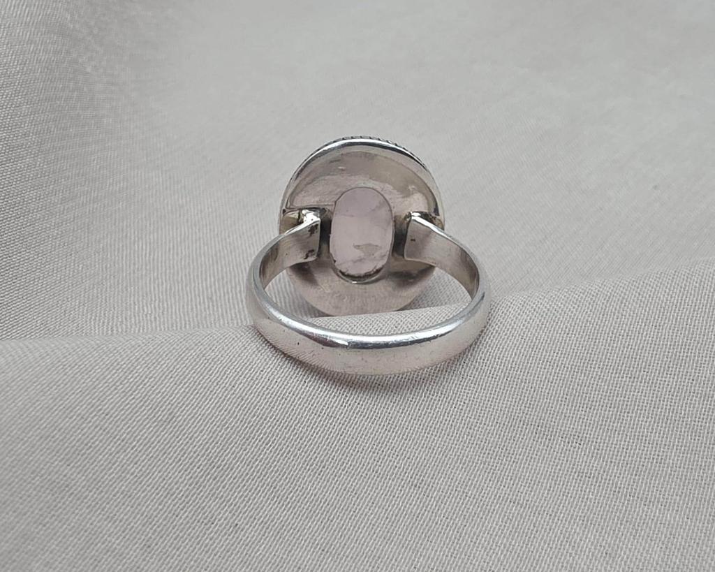 Rose Quartz Ring: 925 Sterling Silver Ring Faceted Oval Gemstone, Boho Jewelry