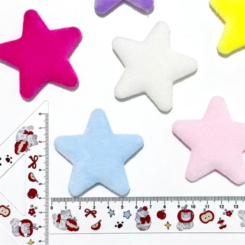 10Pcs 6.5CM Colorful Plush Star Appliques For Handmade Bag Garment Shoe Decoration Hair Accessories and Sewing Craft