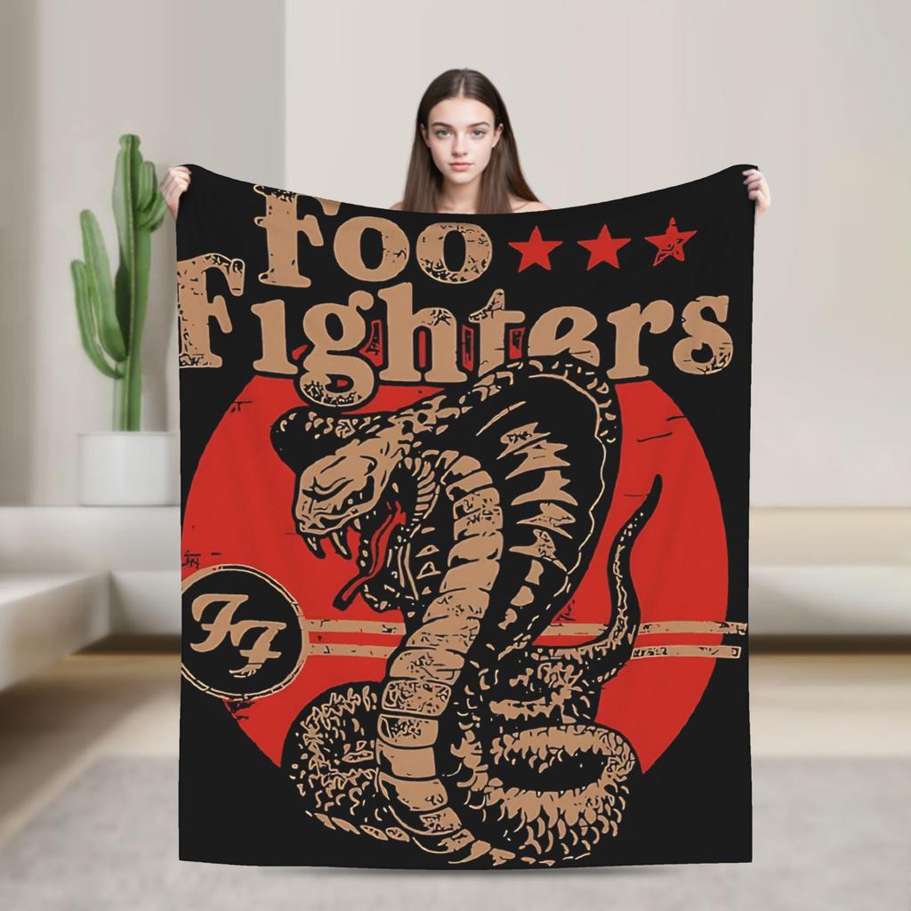 Fools Band F-Fighters Flannel Blanket Soft Durable Throw Blanket for Outdoor Travel Novelty Bedspread Sofa Bed Cover
