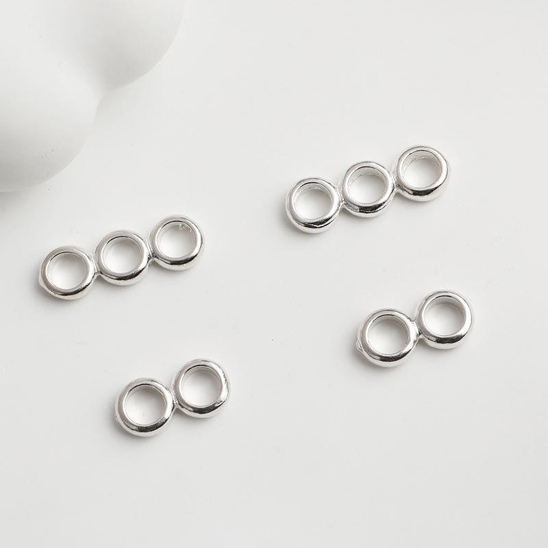 Sterling Silver S925 Double Ring Spacer Beads Hand Chain for DIY Bracelets & Necklaces