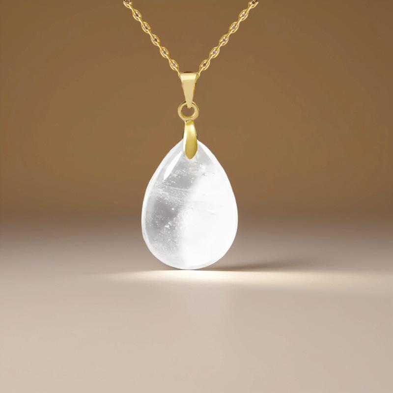 High quality hot selling natural crystal stone water drop pendant necklace jewelry simple fashion necklace merchandise jewelry
