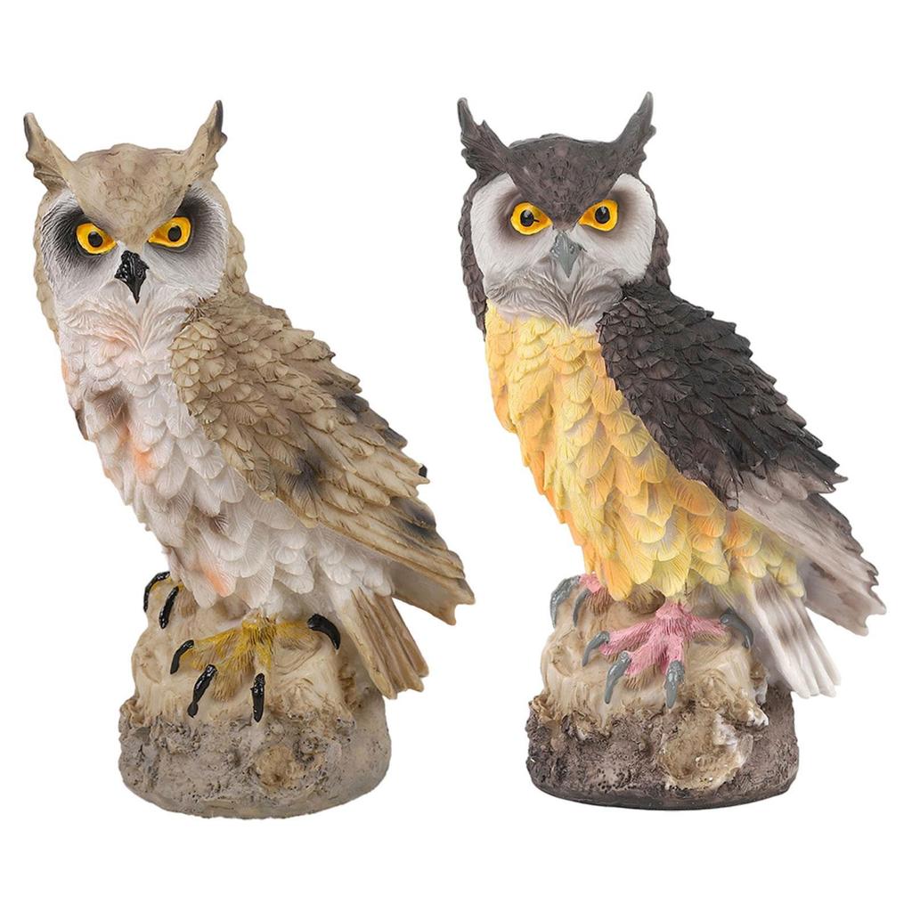 Resin Owl Statue, Farmhouse Figurine, Housewarming Gift, Collectible Figurine, Bird Sculpture for Garden Window,