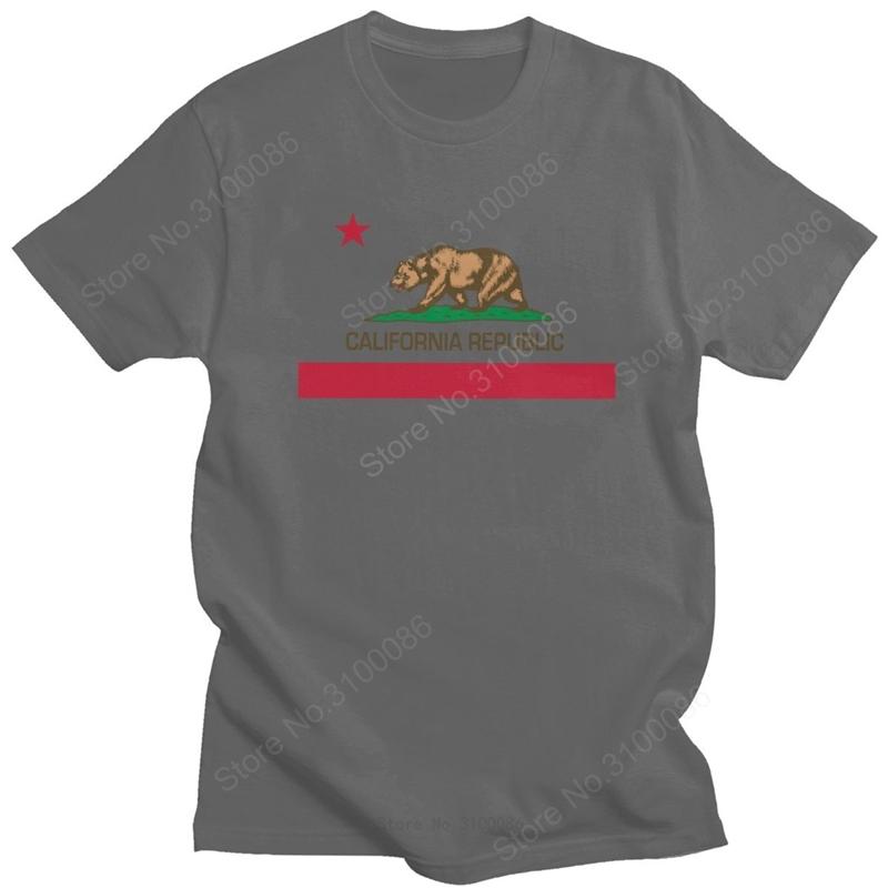 Modny T-shirt z Flagą Republiki Kalifornii Unisex Krótki Rękaw 1846 Flaga Stanu Kalifornia T-shirt z Niedźwiedziem Czysta Bawełna Letnie Koszulki