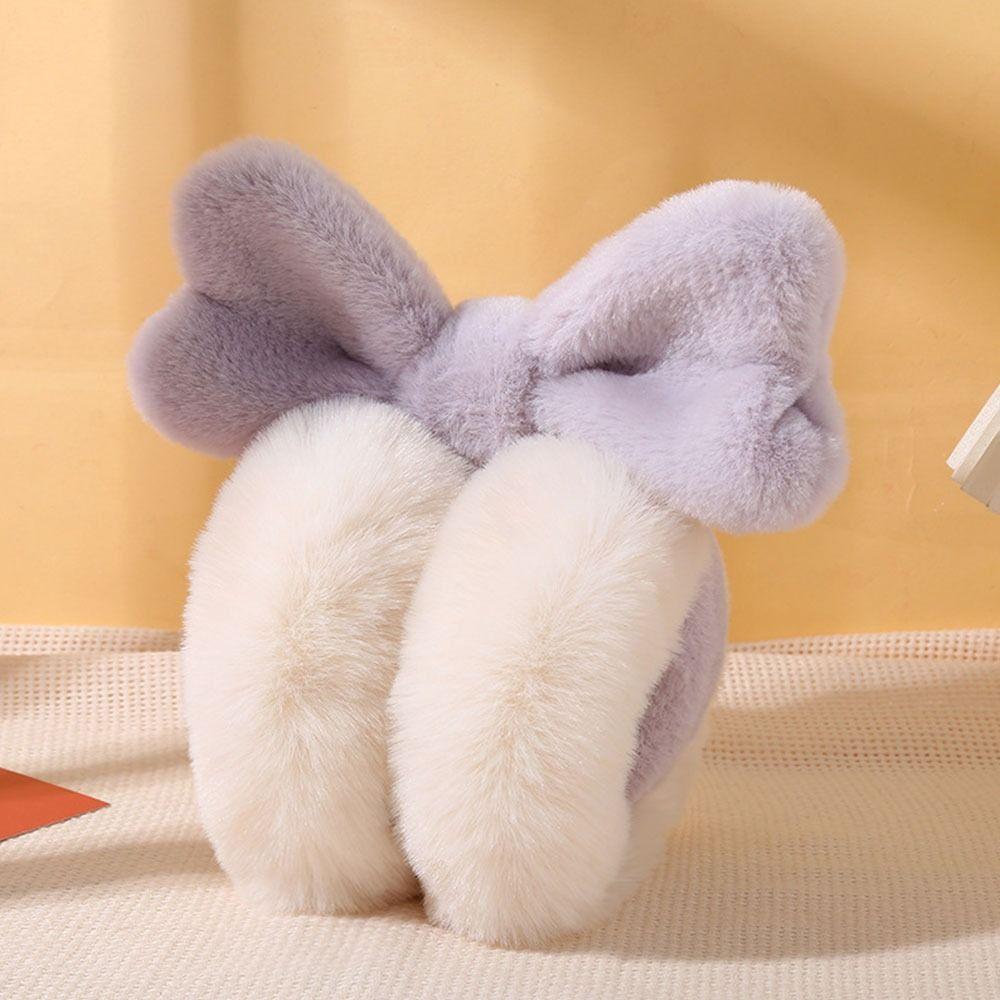 Outdoor Bowknot Warm Earmuffs Plush Foldable Ear Muffs Cute Winter Ear Warmers for Women