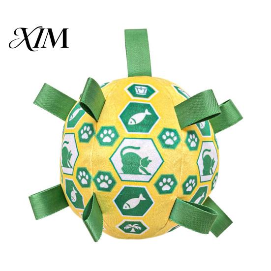 Soft Training Balls for Dogs Stuffed Football Dog Toy with Bell, Plush Ball Chew Toy, Lightweight Throwing Toys Pet Interactive Fetch Small To Medium