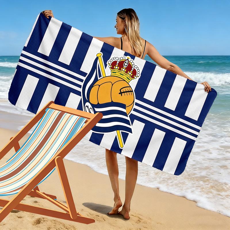 Real Sociedad Print Beach Towel, Large Soft Quick Dry Towel for Beach Camping Swimming