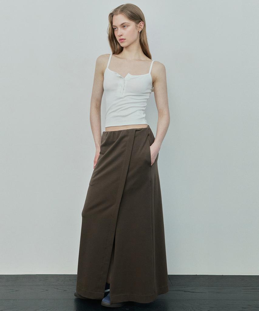Ihr Front Slit Cotton Skirt / Brown