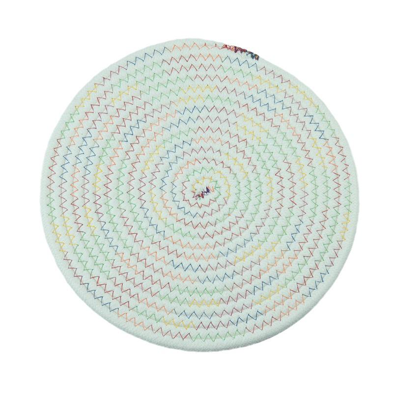 Nordic Insulated Round Cotton Woven Placemat and Coaster Set - Heat Resistant Dining Table Pad.