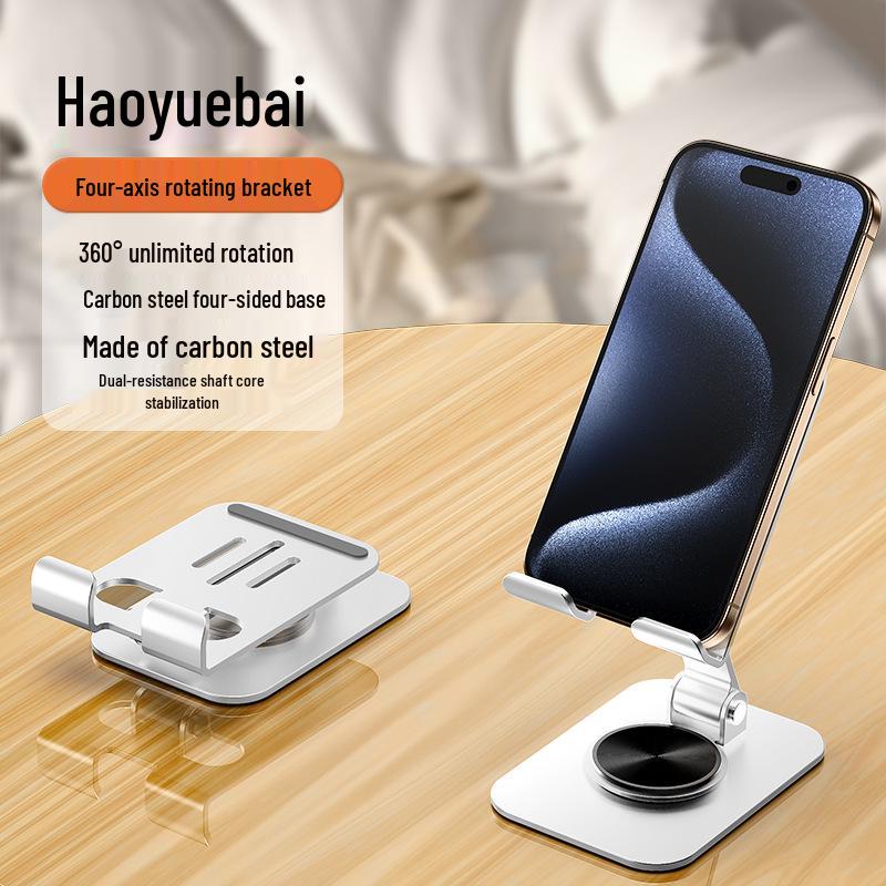 Premium All-Metal Rotating Phone & Tablet Stand – 360° Foldable Carbon Steel Design