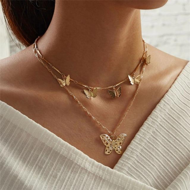 Simple Crystal Geometric Gold Pendant Necklace Set for Women Charms Fashion Square Rhinestone Female Vintage Jewelry
