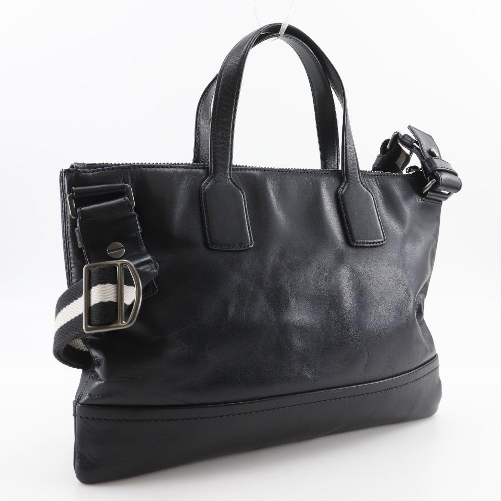 BALLY TAS Business bag 2WAYShoulder black leather mens Used