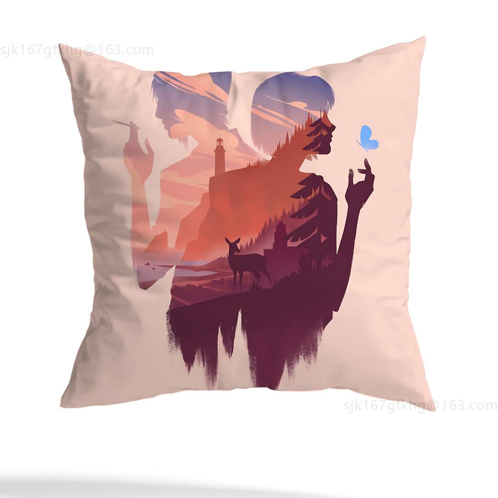 L-Life Is Strange Game Pillow Case Square Double-Sided Printing Short Plush Sofa Cushion Cover Bedroom Bedside Pillow