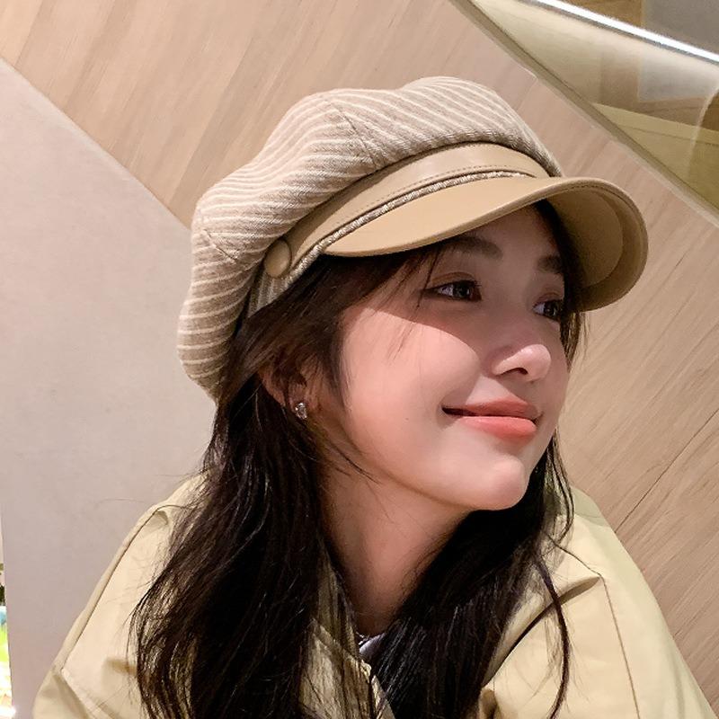 Women S Vintage Plaid Octagonal Newsboy Cap Elegant Versatile Casual