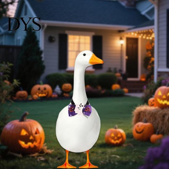 Funny Pumpkin Ghost Skull Decor Halloween Goose Bow Tie, Porch Statue Accessories, Spooky Tie for Lawn Statue, Outdoor Holiday Yard Versatile Costume