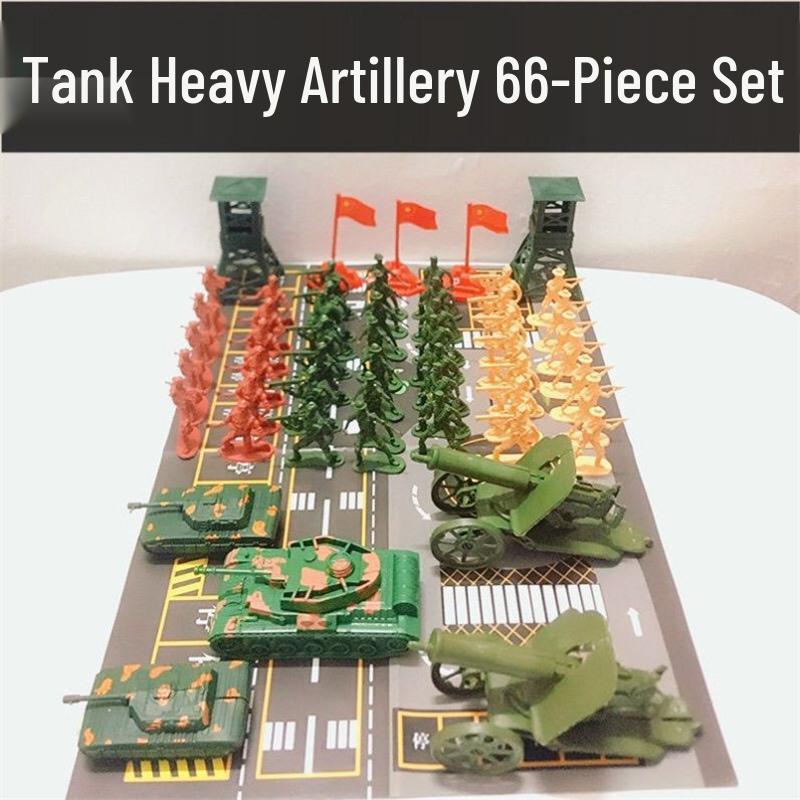 80s Nostalgic Toy Soldiers Sandbox Set: WWII Model Tank Battle for Kids