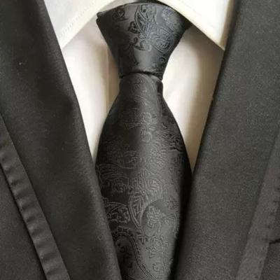 Solid Color Black Necktie Stripes Retro Cravat Fashion Men Necktie  Suit Accessories