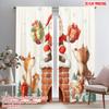 2pcs,2D Plane Printing Curtain Popular Cute Christmas Santa Claus Chimney Gifts (3) Versatile Durable Polyester (without Rod)