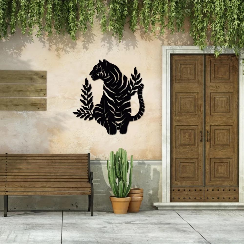 1pc Tiger Metal Wall Art Boho Wild Cat Decor Stylish Wildlife Art Elegant Metal Wall Decoration for a Unique Touch