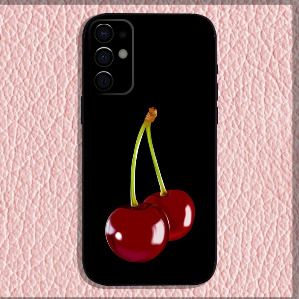 Kirschen Kirschfrucht Handyhülle Für Samsung S24,S21,S22,S23,S30,Ultra,S20,Plus,Fe,Lite,Note,10,9,5G Schwarz Weiche Hülle