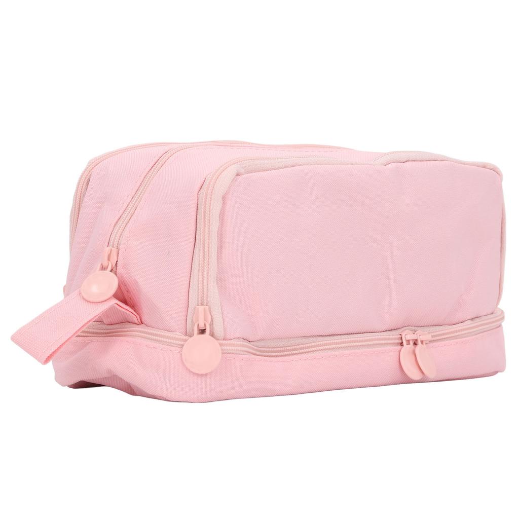 Pennfodral med stor kapacitet Dubbel öppning Pennväska Slitstark Canvas Pennbox Bärbar Mångsidig