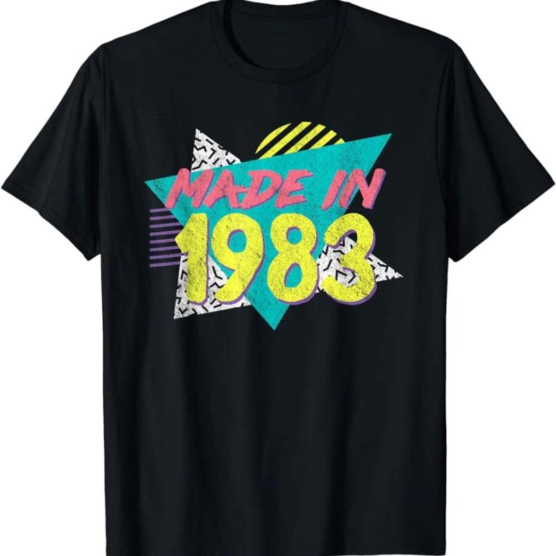 Men's 43st Birthday T-Shirt: Born 1983 Retro Streetwear Style Vintage Retro for Men's Graphic T-Shirts Birthday Gifts TShirt