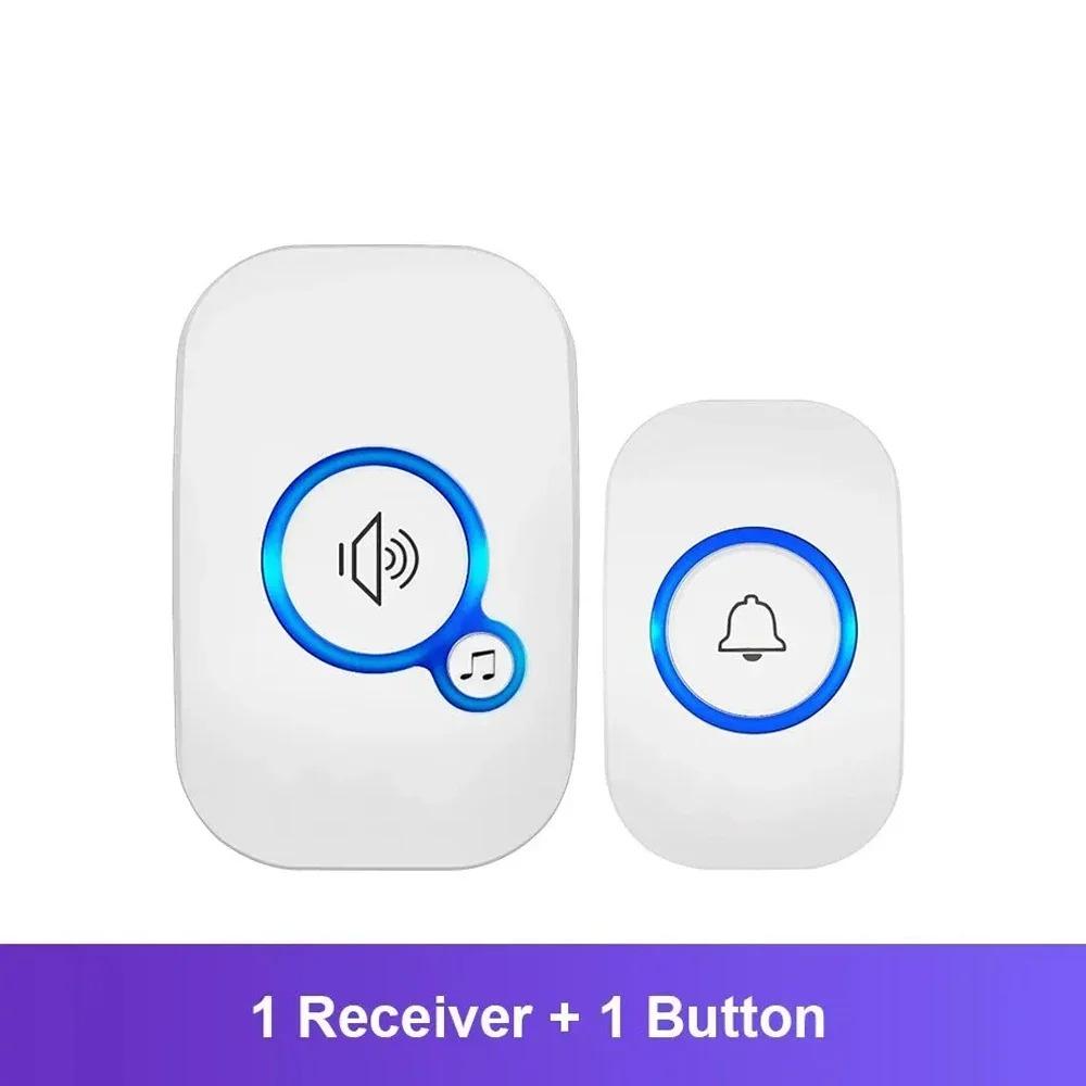 LED Wireless Doorbell Waterproof Door Chime Kit Welcome Chime Home Door Bell Intelligent 32 Songs Melodies With 4 Volume Levels