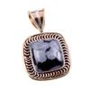 Natural Snowflake Obsidian Gemstone 925 Solid Silver Two Tone Pendant 1.25" D0o44