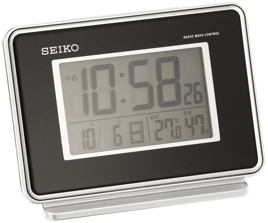 Seiko Clock Alarm Clock Radio Digital 2 Channel Alarm Calendar Temperature Humidity Display Black SQ767K SEIKO